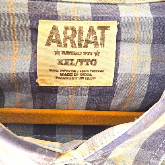 AIRAT RETRO WESTERN PEARL SNAP SHIRT XXL BLUE PLAID - Picture 7 of 8